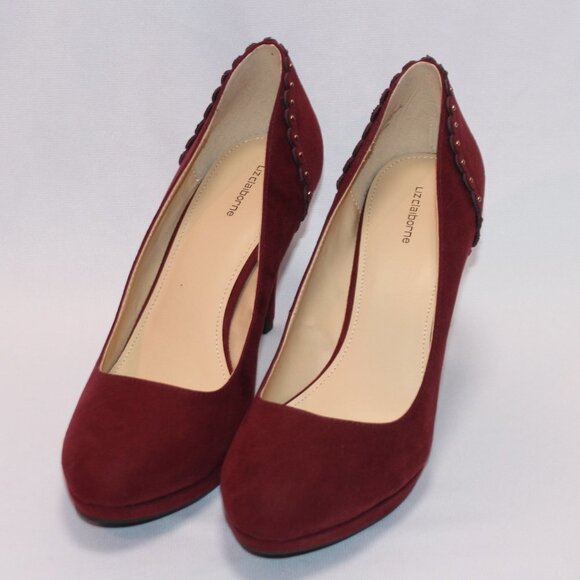Liz Claibourne Burgundy Platform Heels - Picture 2 of 15